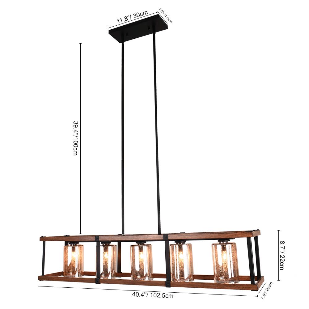 PendantLightia-Rectangular Rustic Farmhouse Chandelier-Chandeliers-Default Title-