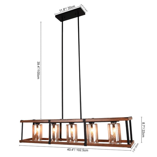 PendantLightia-Rectangular Rustic Farmhouse Chandelier-Chandeliers-Default Title-