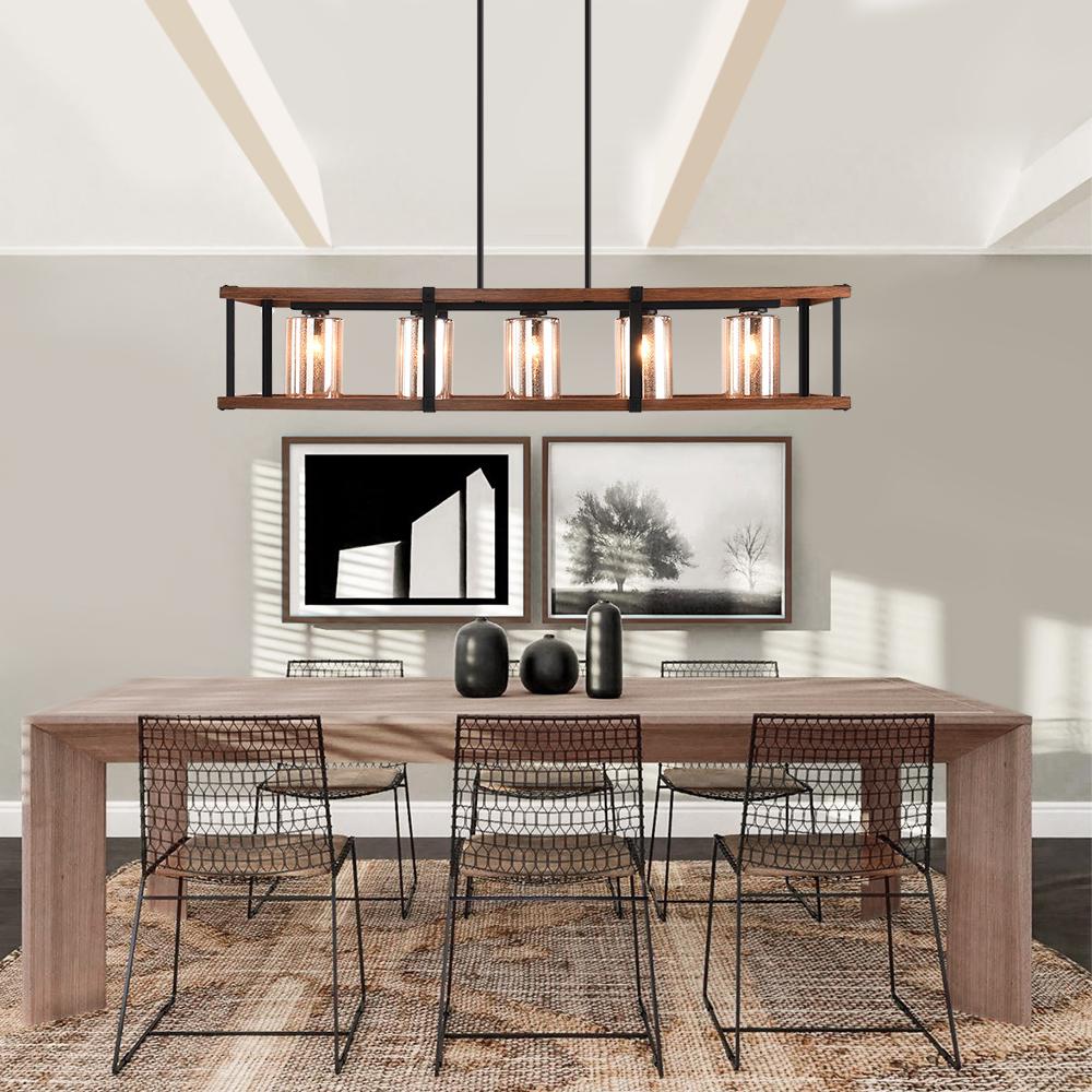 PendantLightia-Rectangular Rustic Farmhouse Chandelier-Chandeliers-Default Title-