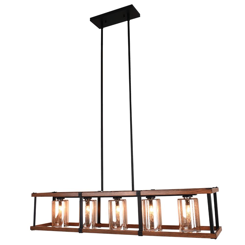 PendantLightia-Rectangular Rustic Farmhouse Chandelier-Chandeliers-Default Title-