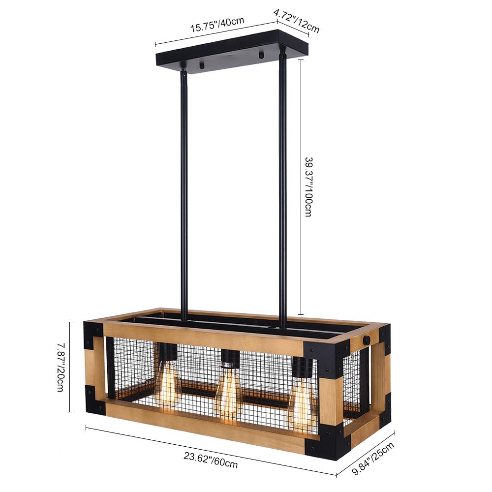 PendantLightia-Rectangular Wooden Farmhouse Chandelier-Chandeliers-Default Title-