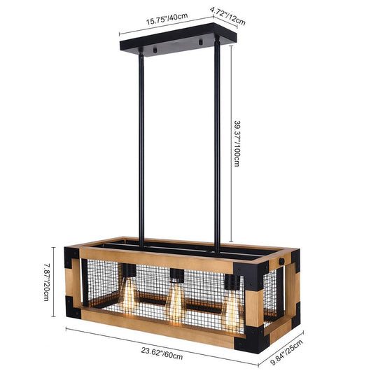 PendantLightia-Rectangular Wooden Farmhouse Chandelier-Chandeliers-Default Title-