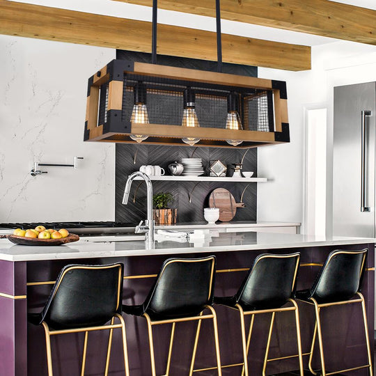 PendantLightia-Rectangular Wooden Farmhouse Chandelier-Chandeliers-Default Title-