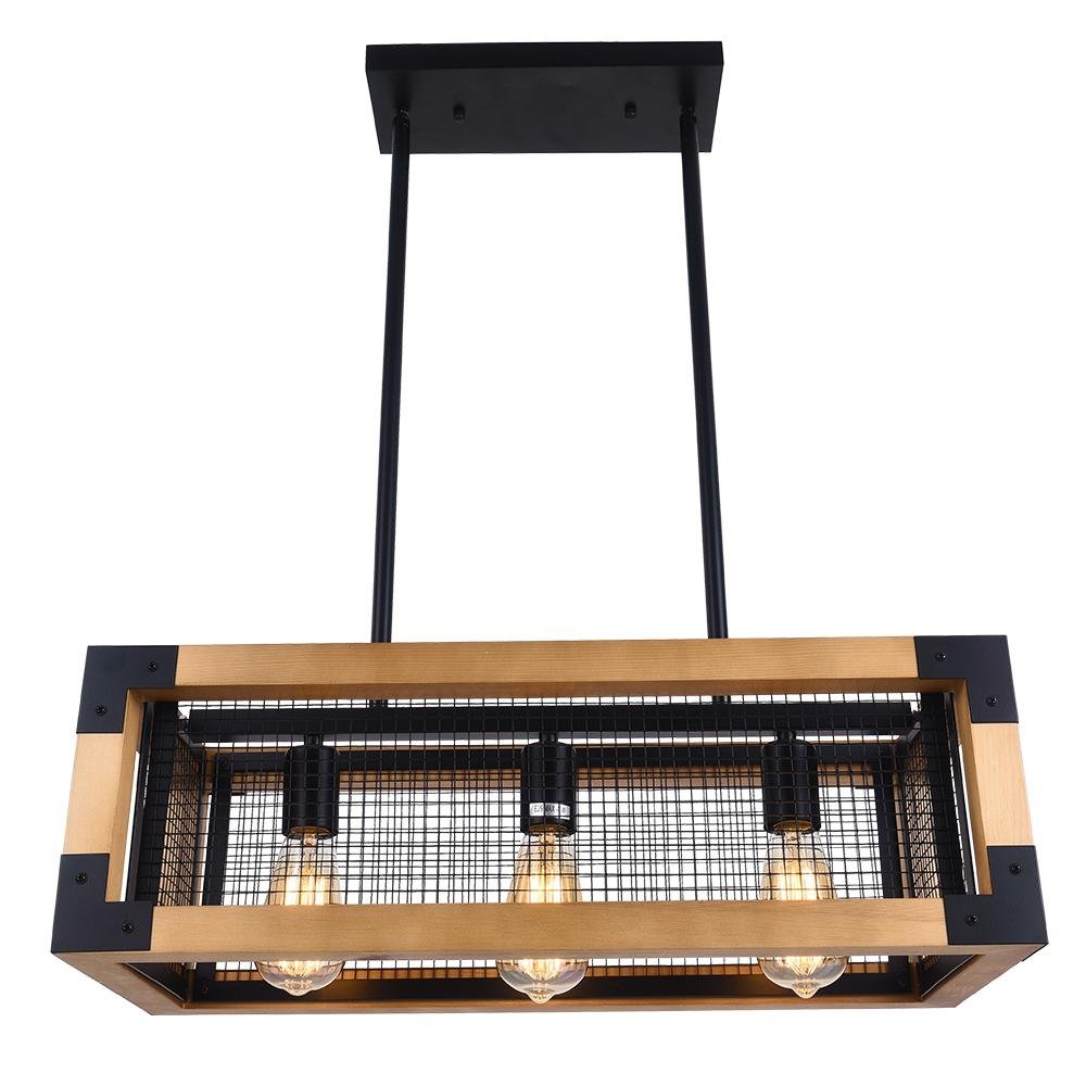 PendantLightia-Rectangular Wooden Farmhouse Chandelier-Chandeliers-Default Title-