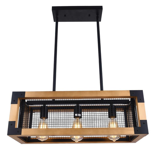 PendantLightia-Rectangular Wooden Farmhouse Chandelier-Chandeliers-Default Title-