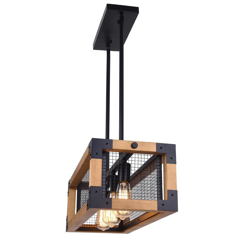 PendantLightia-Rectangular Wooden Farmhouse Chandelier-Chandeliers-Default Title-