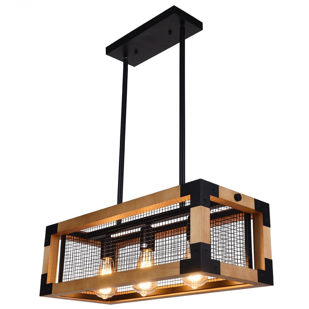 PendantLightia-Rectangular Wooden Farmhouse Chandelier-Chandeliers-Default Title-