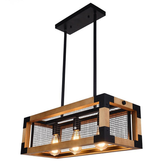 PendantLightia-Rectangular Wooden Farmhouse Chandelier-Chandeliers-Default Title-