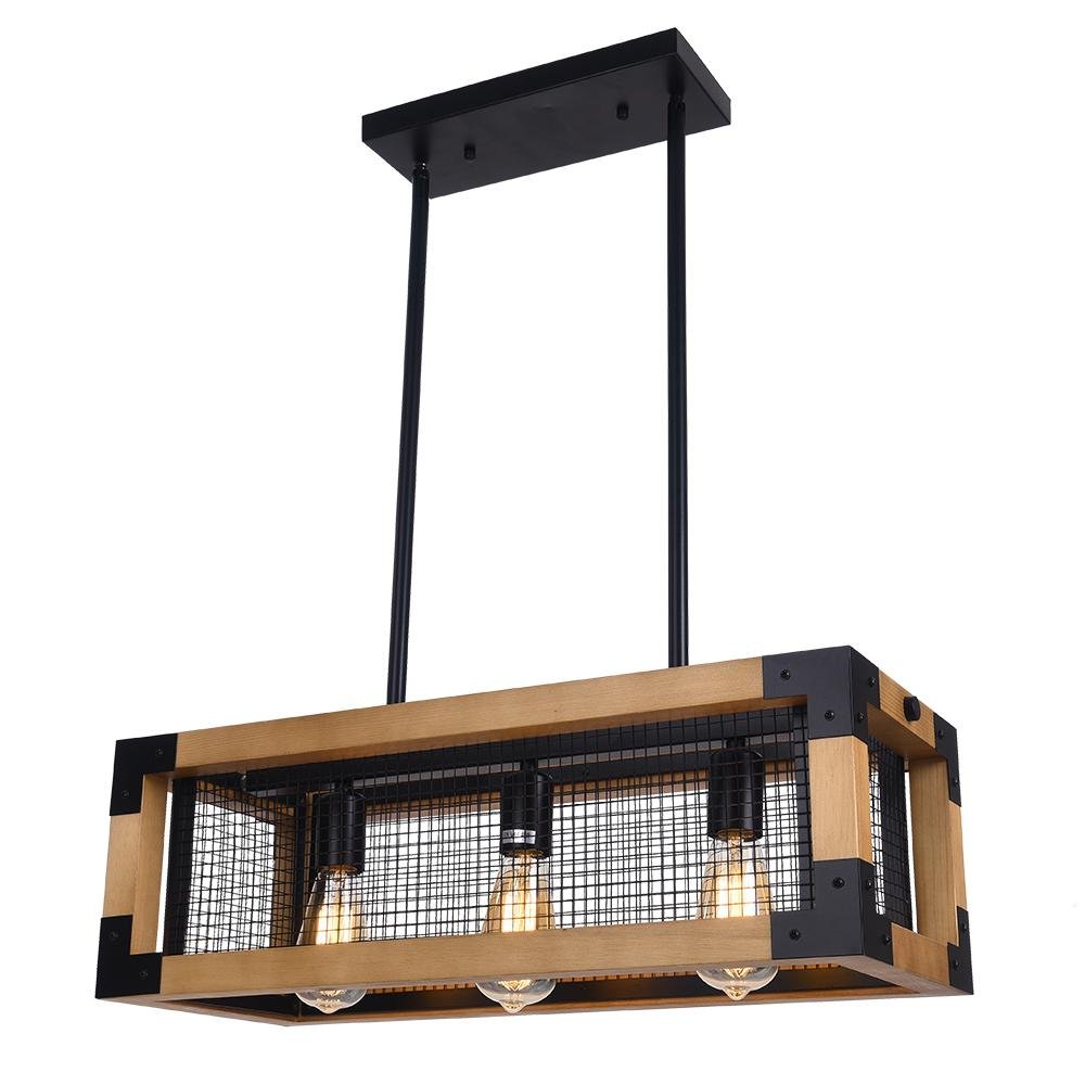 PendantLightia-Rectangular Wooden Farmhouse Chandelier-Chandeliers-Default Title-