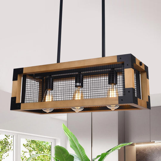 PendantLightia-Rectangular Wooden Farmhouse Chandelier-Chandeliers-Default Title-