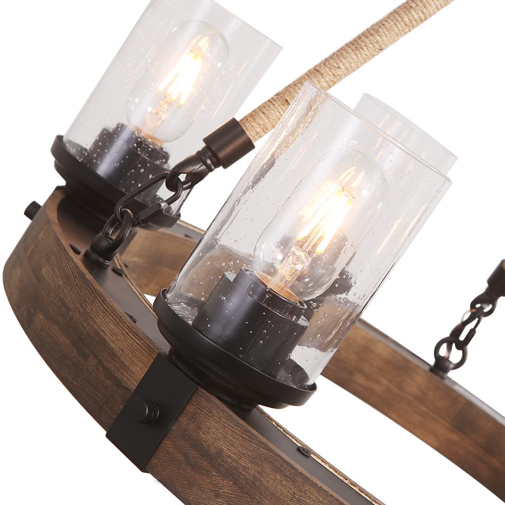 PendantLightia-Six Lights Farmhouse Circular Chandelier-Chandeliers-Default Title-