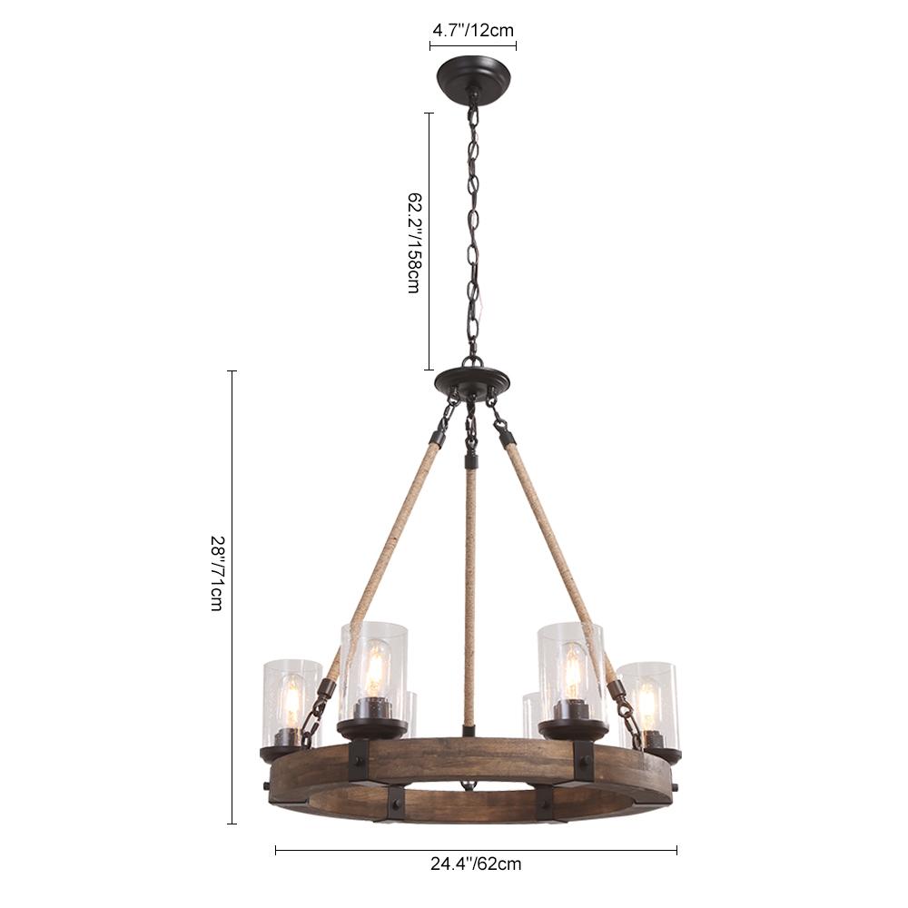 PendantLightia-Six Lights Farmhouse Circular Chandelier-Chandeliers-Default Title-