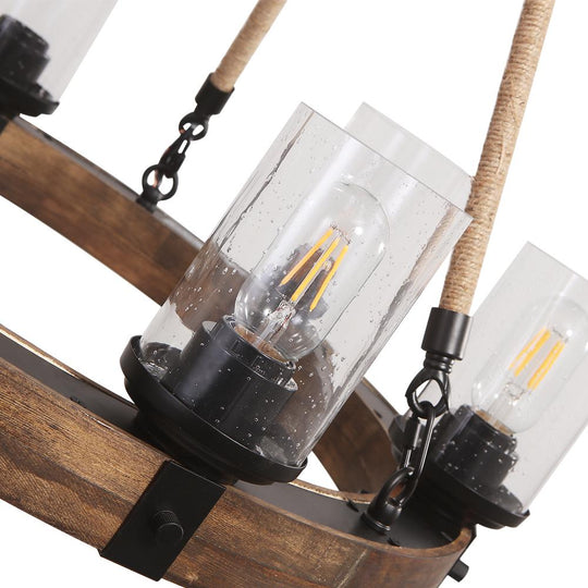 PendantLightia-Six Lights Farmhouse Circular Chandelier-Chandeliers-Default Title-
