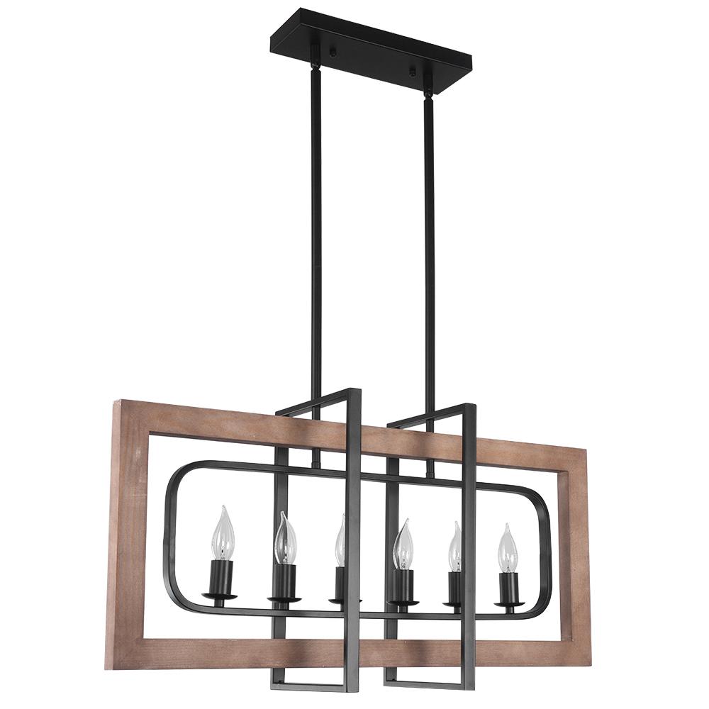 PendantLightia-Wooden Rectangular Farmhouse Chandelier-Chandeliers-Default Title-