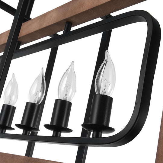 PendantLightia-Wooden Rectangular Farmhouse Chandelier-Chandeliers-Default Title-
