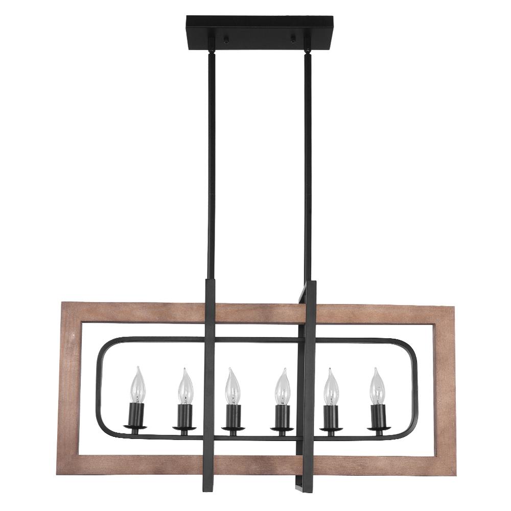 PendantLightia-Wooden Rectangular Farmhouse Chandelier-Chandeliers-Default Title-