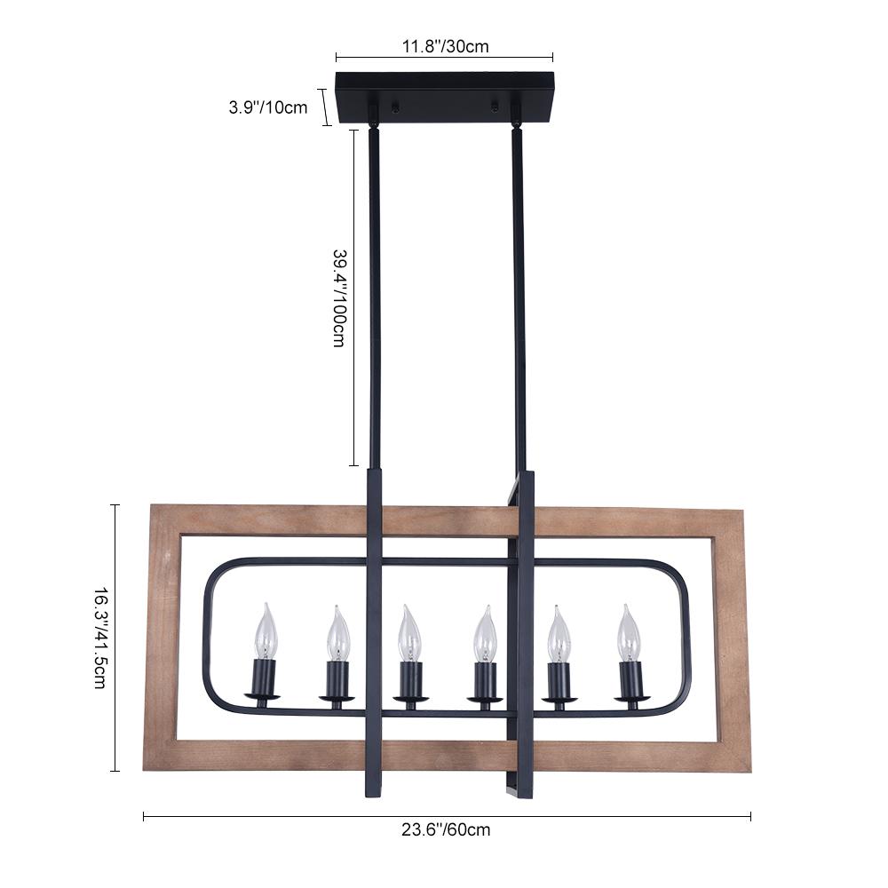 PendantLightia-Wooden Rectangular Farmhouse Chandelier-Chandeliers-Default Title-