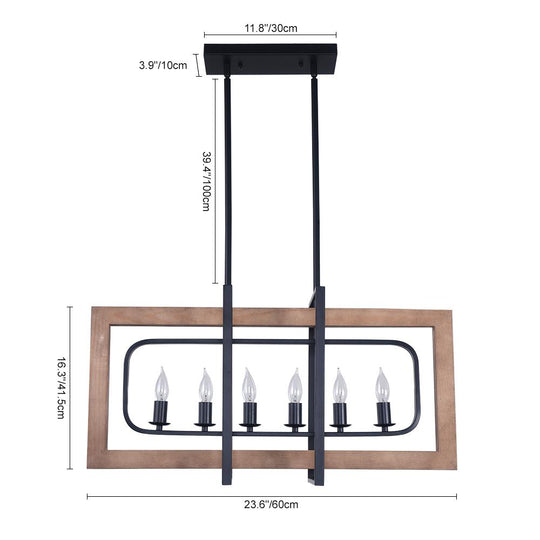 PendantLightia-Wooden Rectangular Farmhouse Chandelier-Chandeliers-Default Title-
