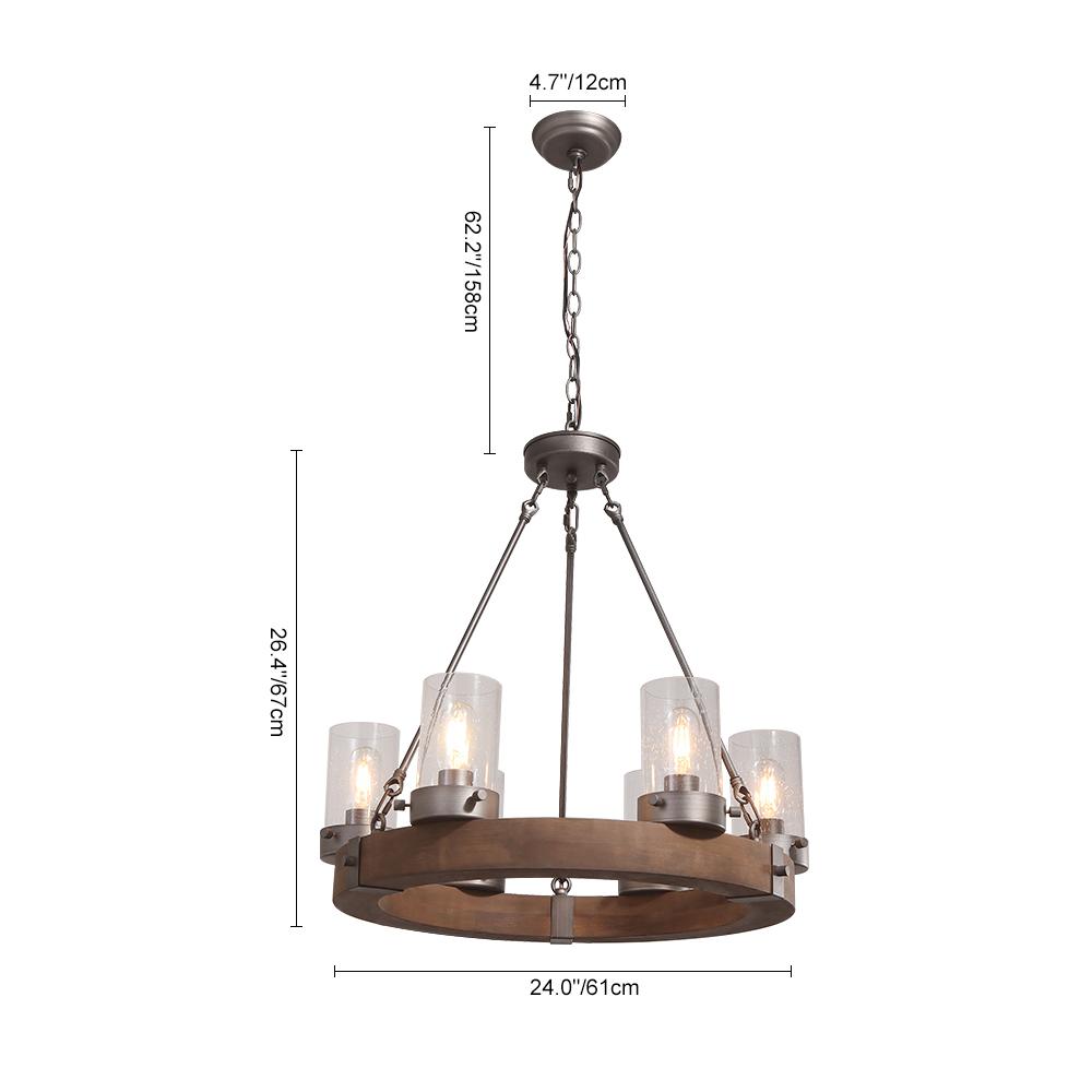 PendantLightia-Wooden Wagon Wheel Light-Chandeliers-Default Title-
