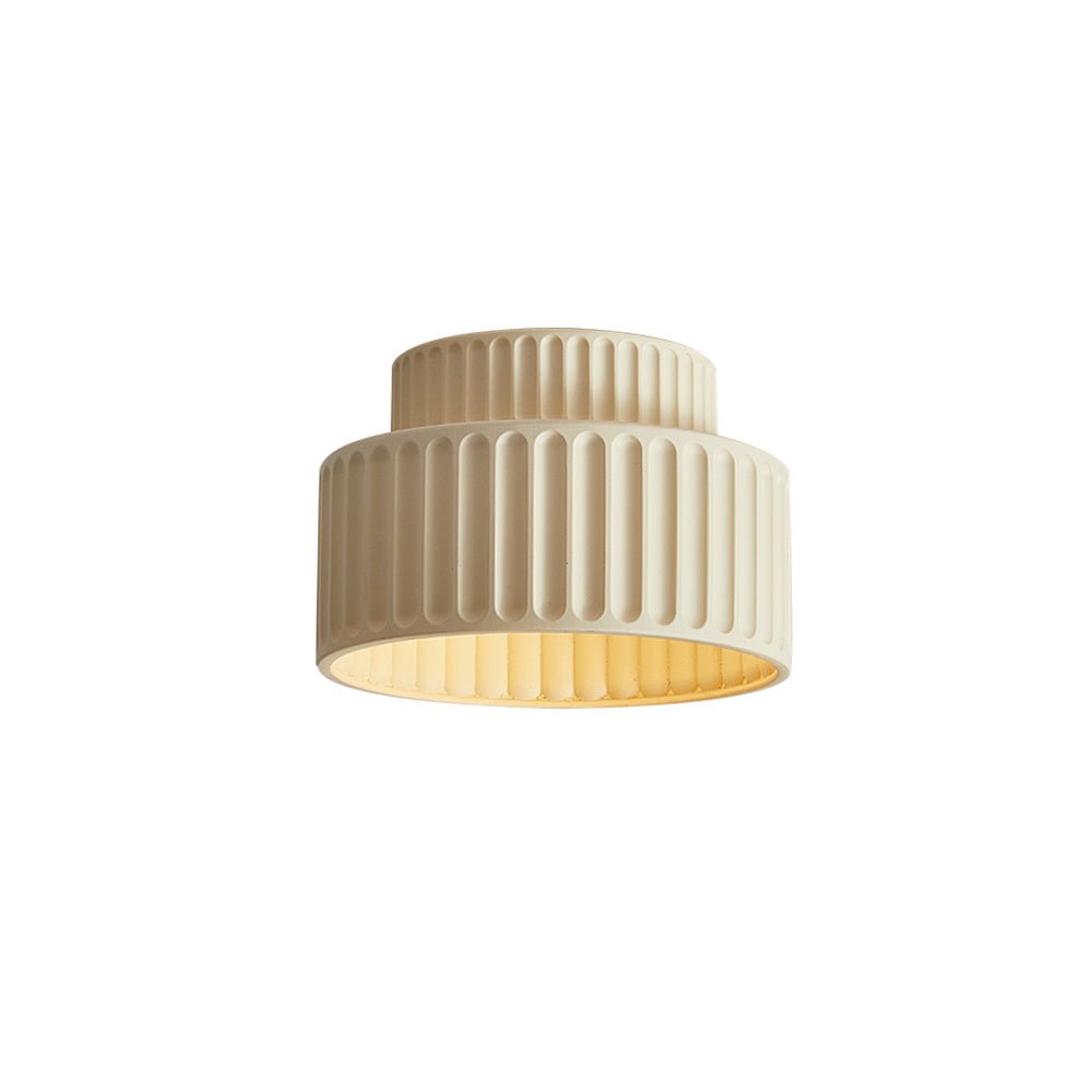 Pendantlightie-1-Light Cream Style Vintage Drum Semi Flush Mount-Semi Flush Mount-Beige-