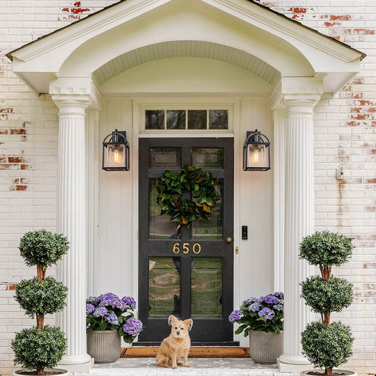 Pendantlightie-1-Light Dusk to Dawn Crackled Glass Outdoor Waterproof Wall Light-Outdoor Wall Light--