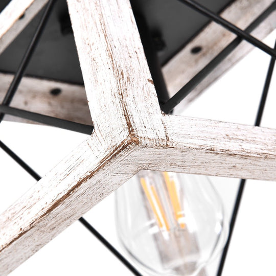 Pendantlightie-1-Light Farmhouse Geometric Flush Mount-Flush Mount-White-