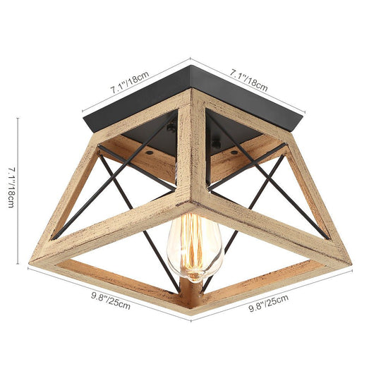 Pendantlightie-1-Light Farmhouse Geometric Flush Mount-Flush Mount-White-