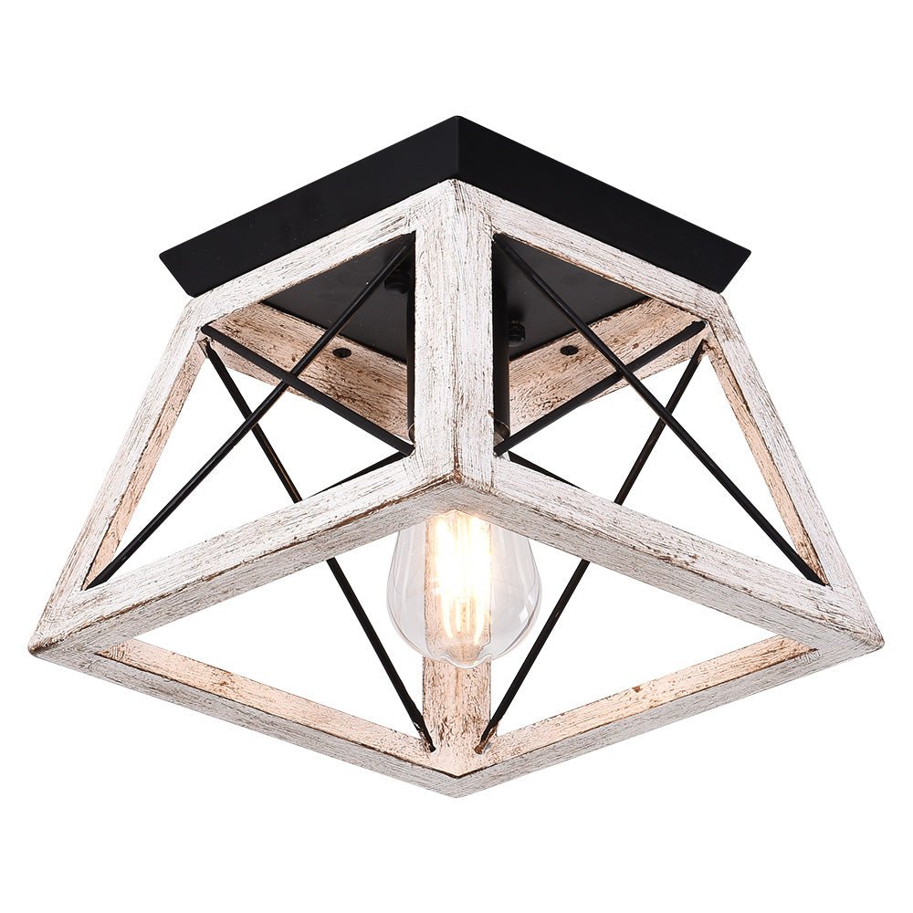Pendantlightie-1-Light Farmhouse Geometric Flush Mount-Flush Mount-White-