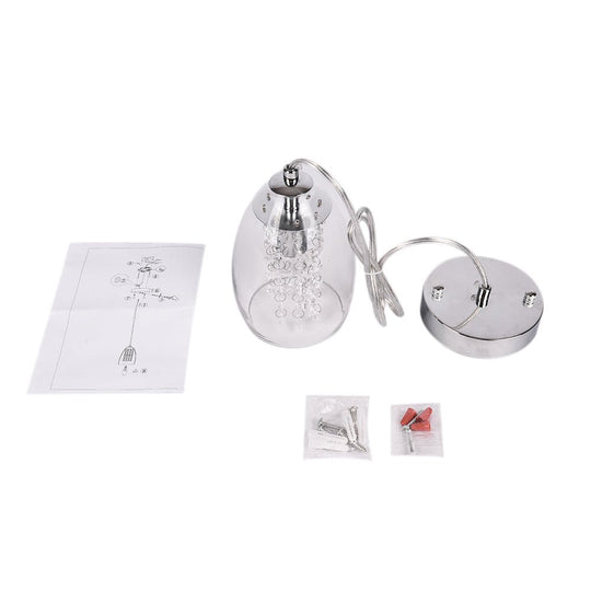 Pendantlightie-1-Light Glass Bell Pendant With Crystal Accent-Pendants--