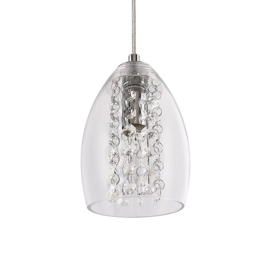 Pendantlightie-1-Light Glass Bell Pendant With Crystal Accent-Pendants--