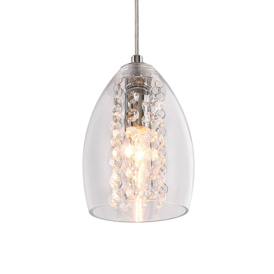 Pendantlightie-1-Light Glass Bell Pendant With Crystal Accent-Pendants--