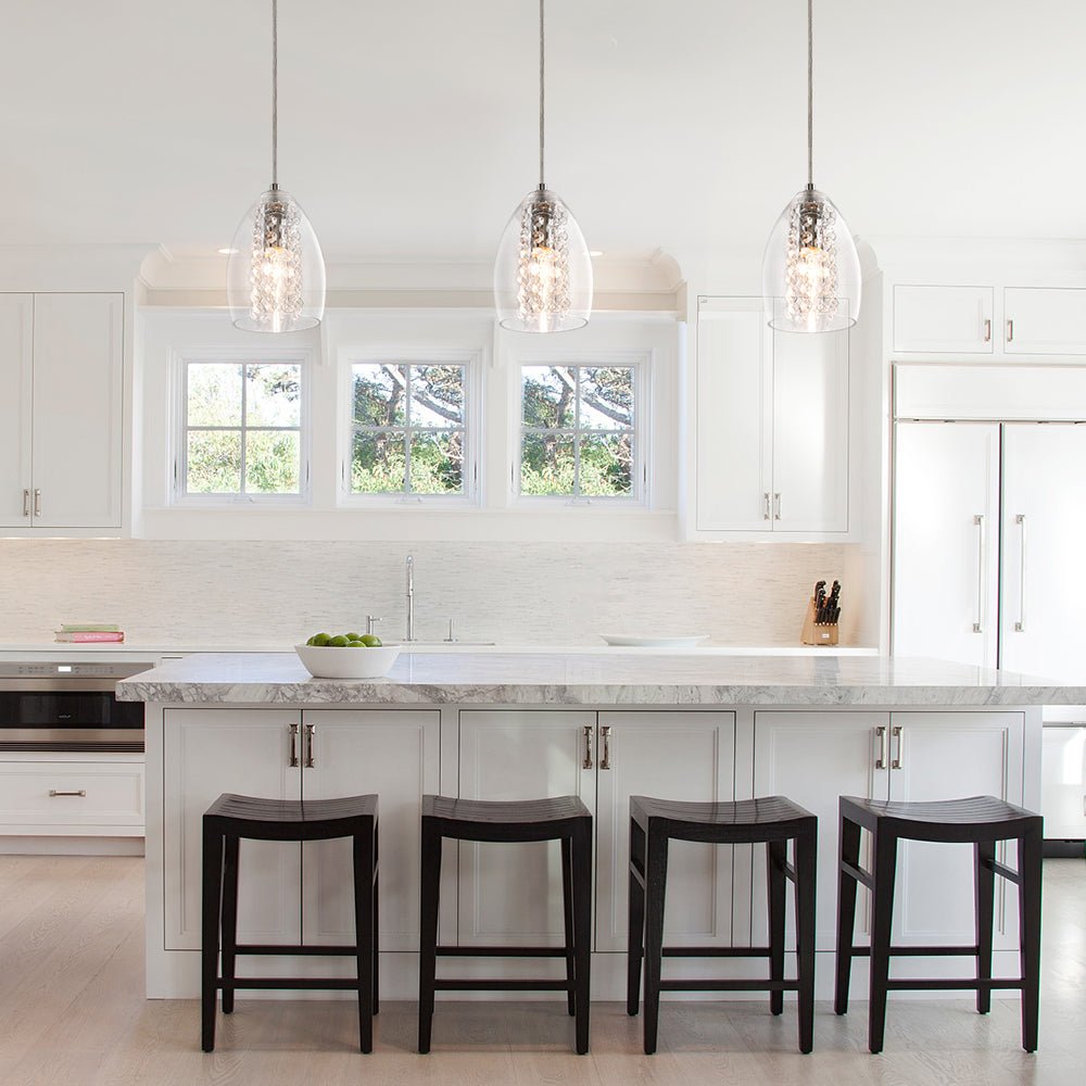 Pendantlightie-1-Light Glass Bell Pendant With Crystal Accent-Pendants--