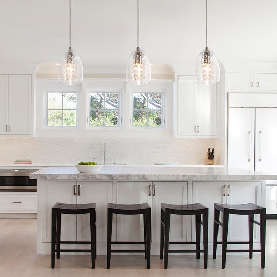 Pendantlightie-1-Light Glass Bell Pendant With Crystal Accent-Pendants--