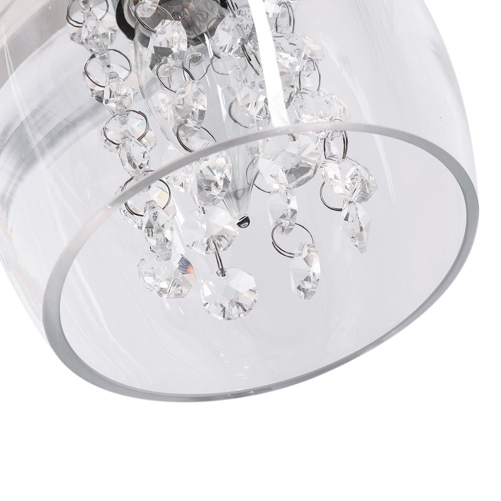 Pendantlightie-1-Light Glass Bell Pendant With Crystal Accent-Pendants--