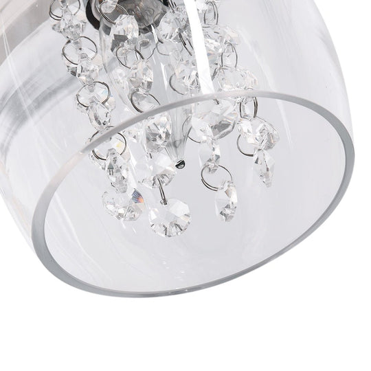 Pendantlightie-1-Light Glass Bell Pendant With Crystal Accent-Pendants--