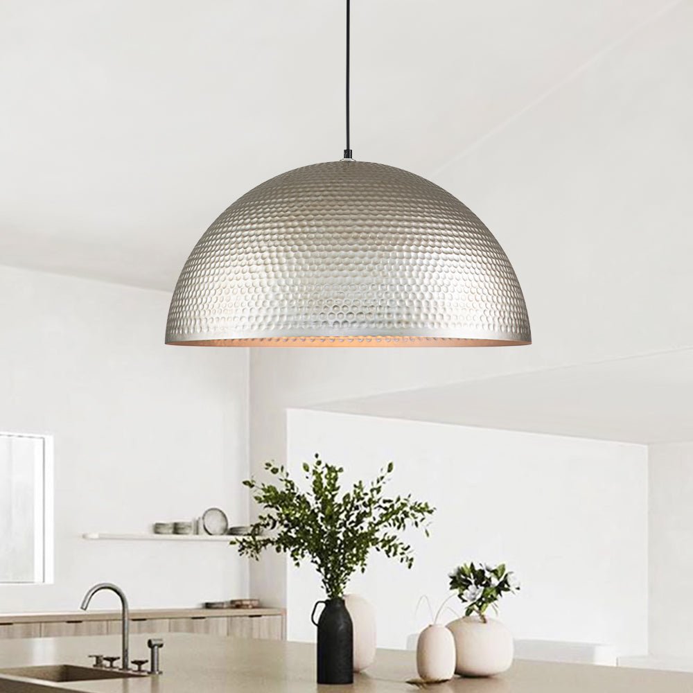 Pendantlightie-1-Light Hammered Metal Dome Pendant Light-Pendants--