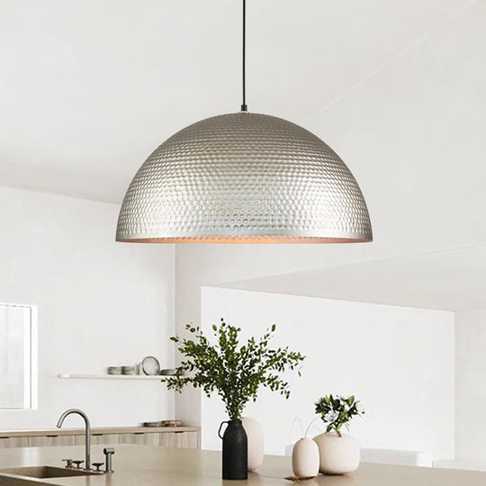 Pendantlightie-1-Light Hammered Metal Dome Pendant Light-Pendants--