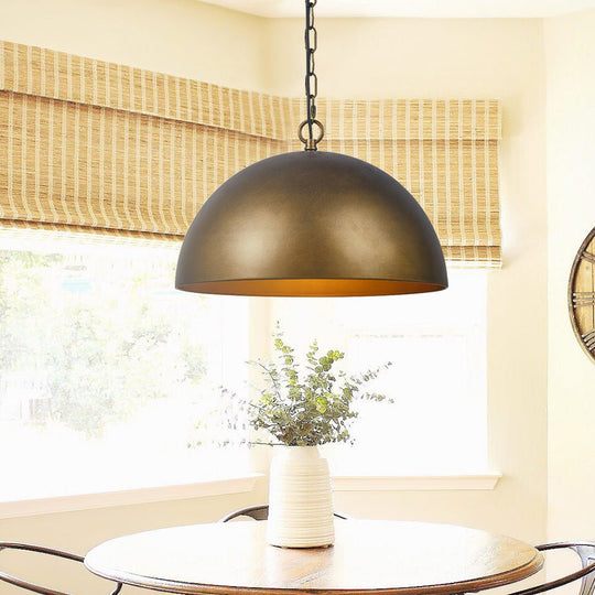 Pendantlightie-1-Light Industrial Metal Dome Pendant Light For Kitchen Island-Pendants-Antique Brass-