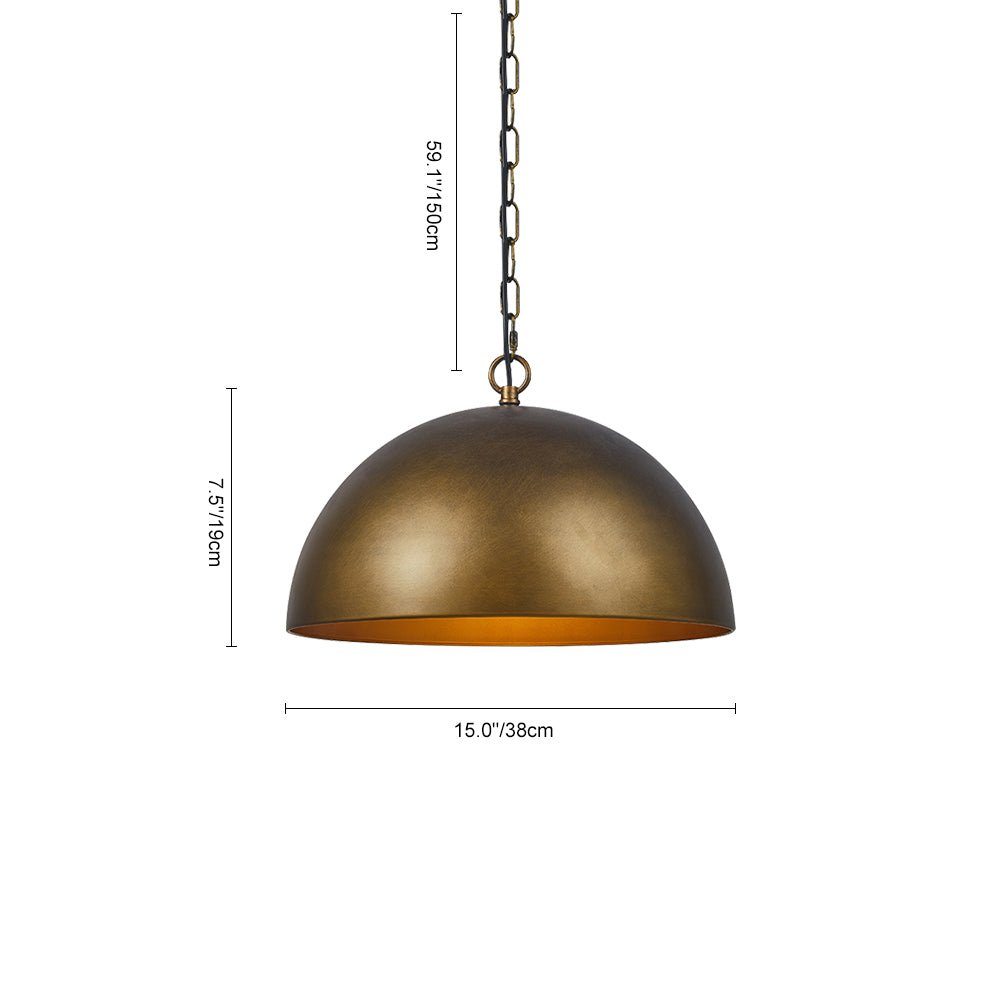 Pendantlightie-1-Light Industrial Metal Dome Pendant Light For Kitchen Island-Pendants-Antique Brown-