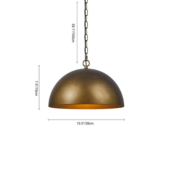 Pendantlightie-1-Light Industrial Metal Dome Pendant Light For Kitchen Island-Pendants-Antique Brown-