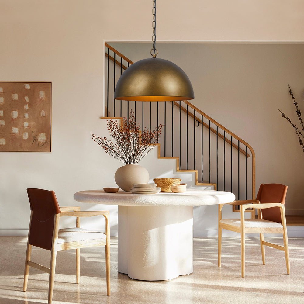 Pendantlightie-1-Light Industrial Metal Dome Pendant Light For Kitchen Island-Pendants-Antique Brown-