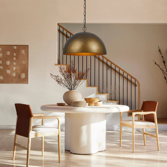 Pendantlightie-1-Light Industrial Metal Dome Pendant Light For Kitchen Island-Pendants-Antique Brown-