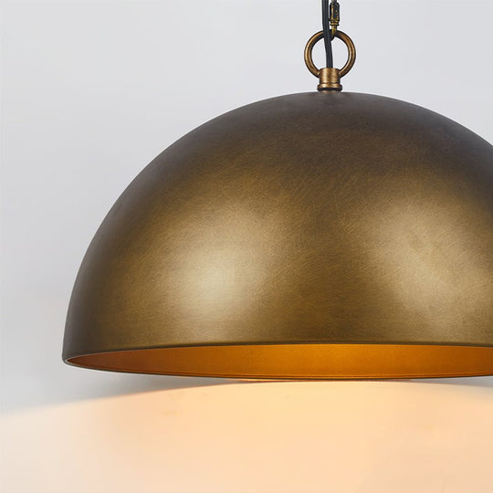Pendantlightie-1-Light Industrial Metal Dome Pendant Light For Kitchen Island-Pendants-Antique Brown-
