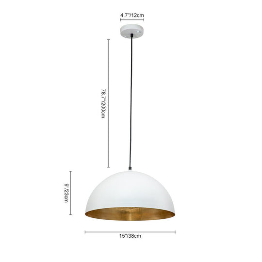 Pendantlightie-1-Light Industrial Metal Dome Pendant-Pendants-23.6 Inches-Black