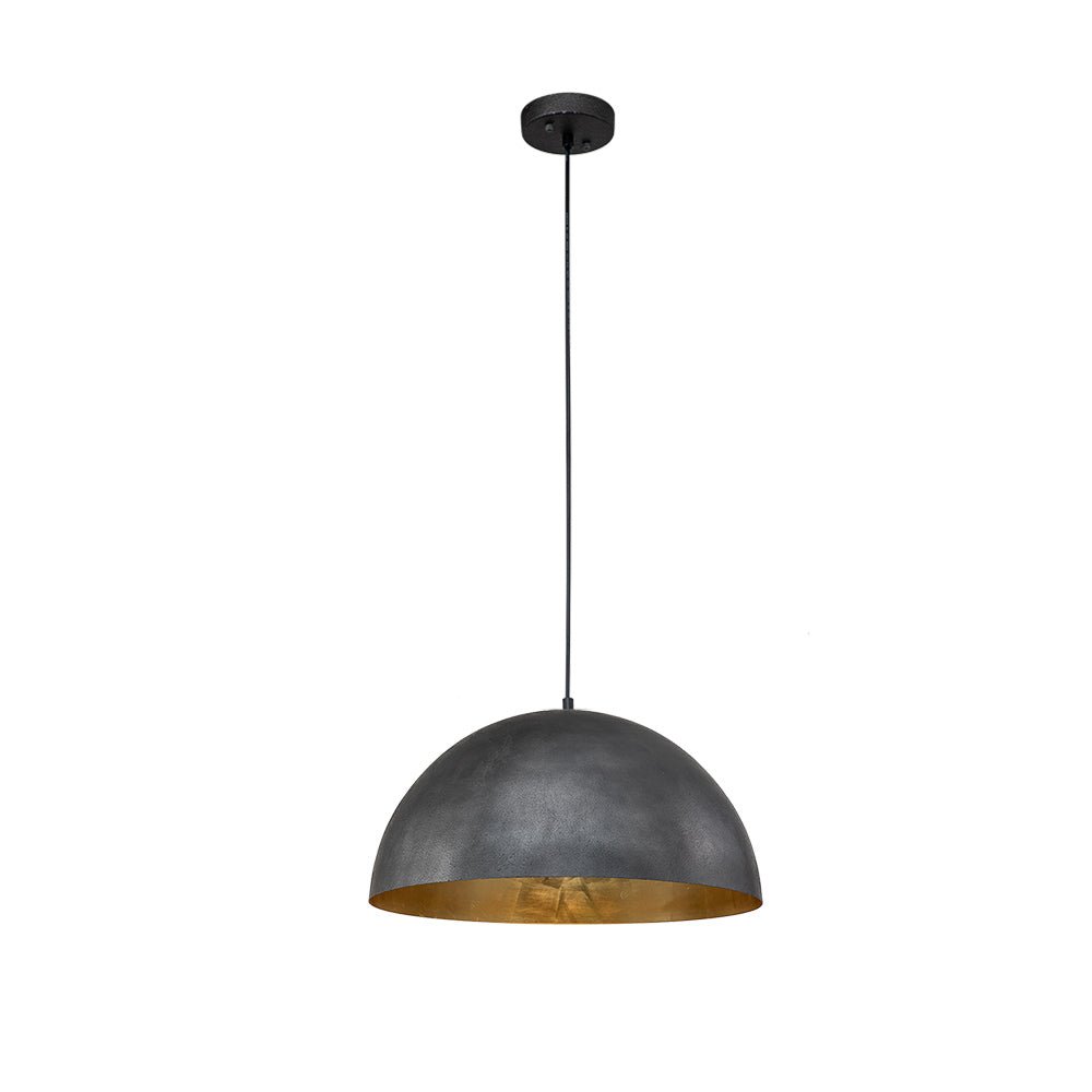 Pendantlightie-1-Light Industrial Metal Dome Pendant-Pendants-23.6 Inches-Black