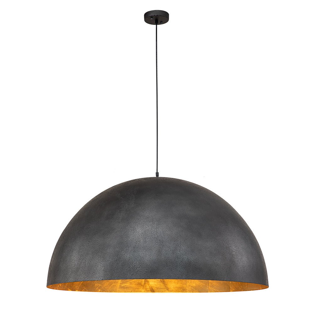 Pendantlightie-1-Light Industrial Metal Dome Pendant-Pendants-23.6 Inches-Black