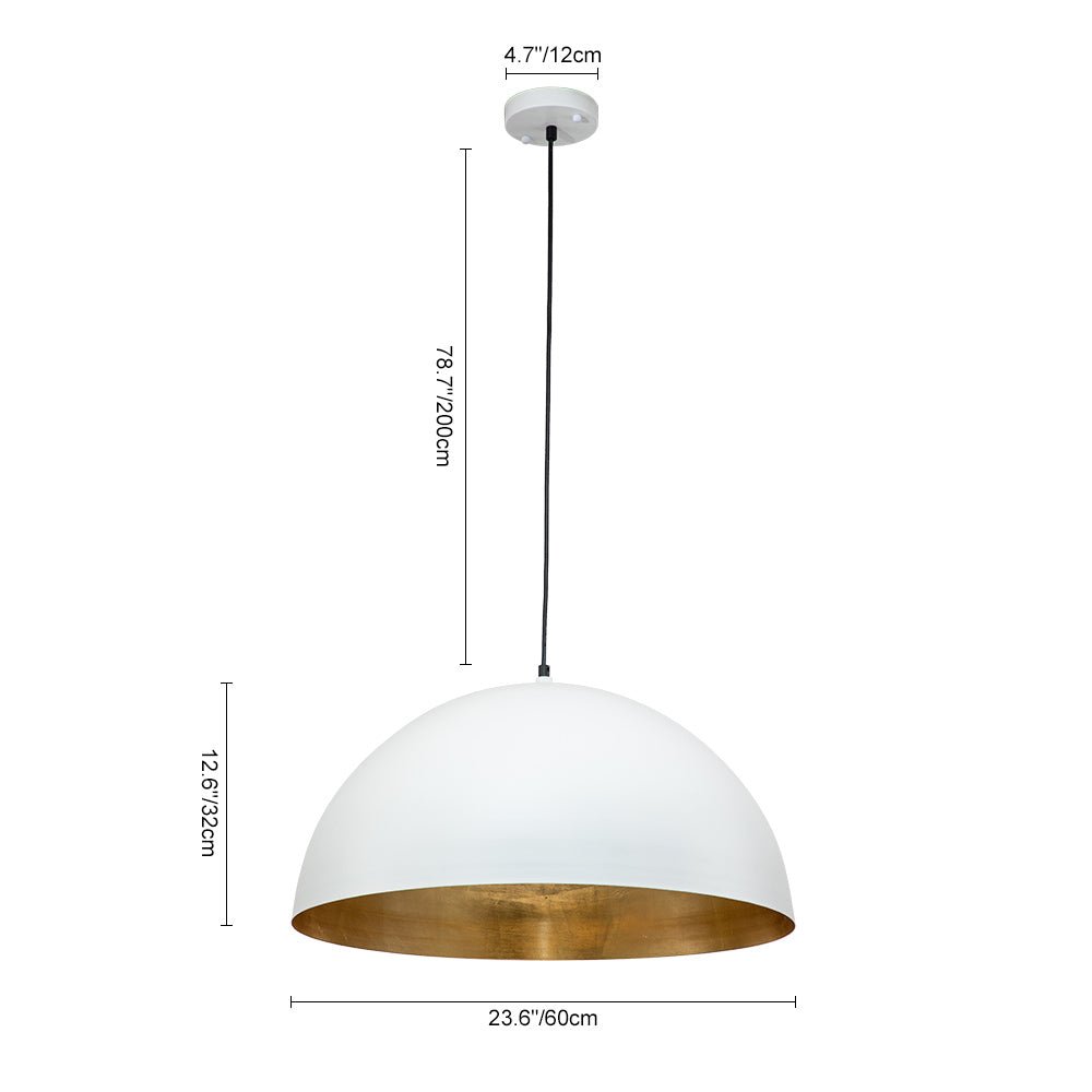 Pendantlightie-1-Light Industrial Metal Dome Pendant-Pendants-23.6 Inches-Black