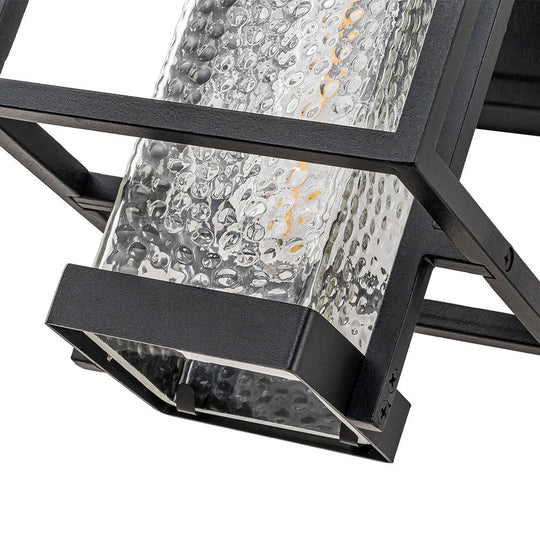 Pendantlightie-1-Light Sensor Waterproof Outdoor Wall Light With Hammered Glass Shade-Outdoor Wall Light--