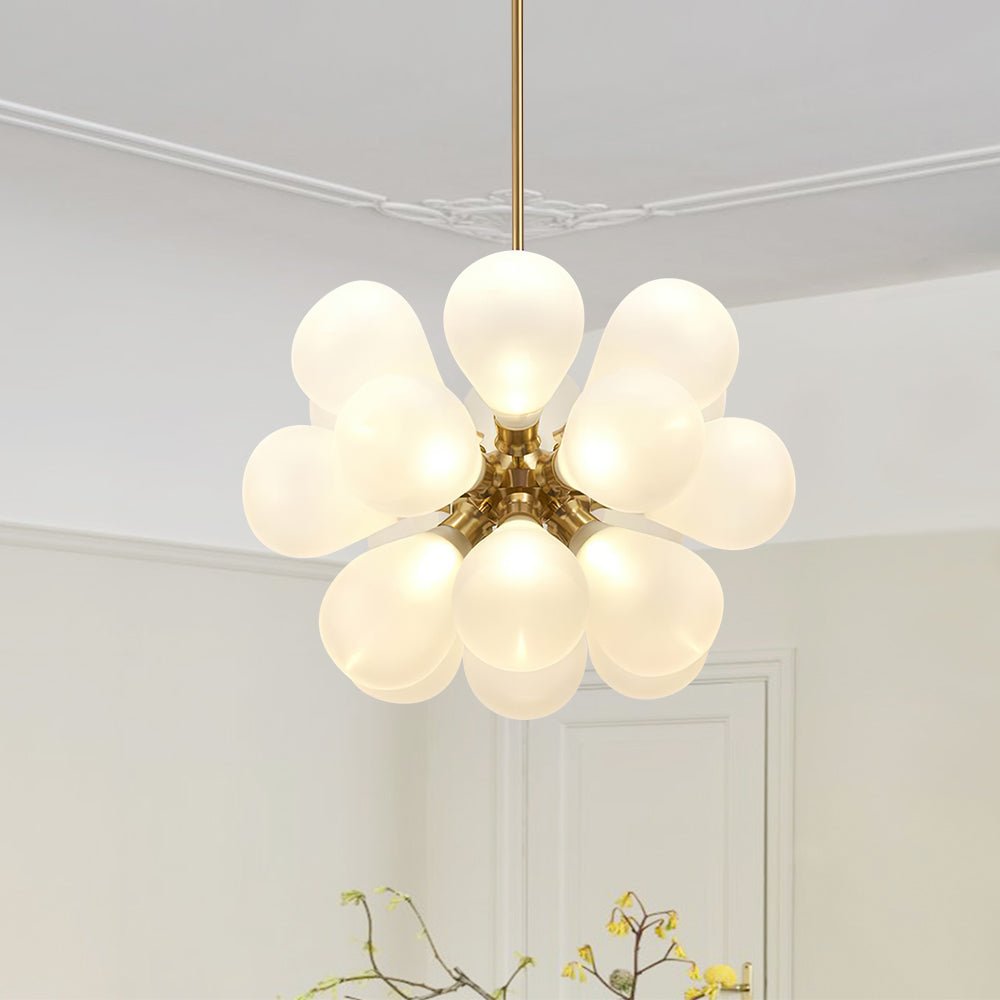 Pendantlightie-18-Light Hand-Blown Glass White Sputnik Sphere Bubble Chandelier-Chandeliers--