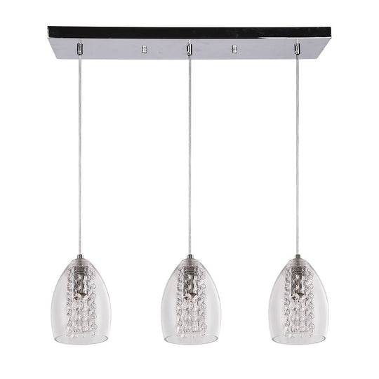 Pendantlightie-3-Light Glass Kitchen Island Pendant With Crystal Accent-Pendants--